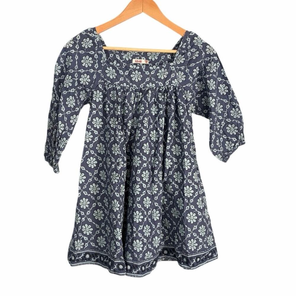 Kit + Lili Floral Dress Girls Size 8 Blue White